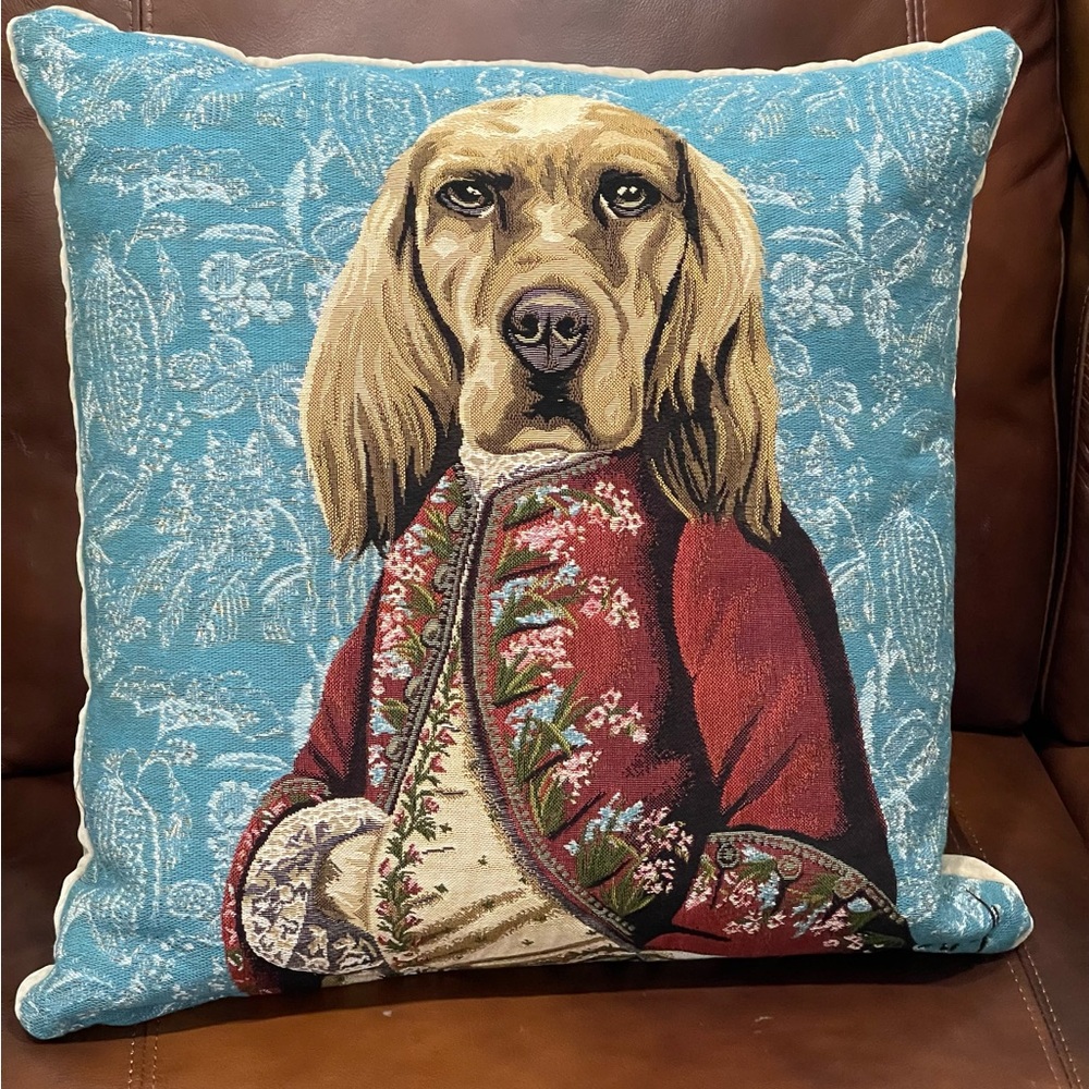 Hines of Oxford Sir Henry Hound Tapestry Pillow with British Velvet Backing